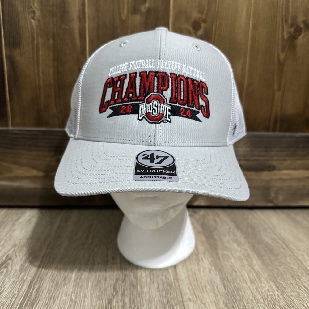 NWT Ohio State Buckeyes College Football Playoff Champs 2024 47' Trucker Cap Hat